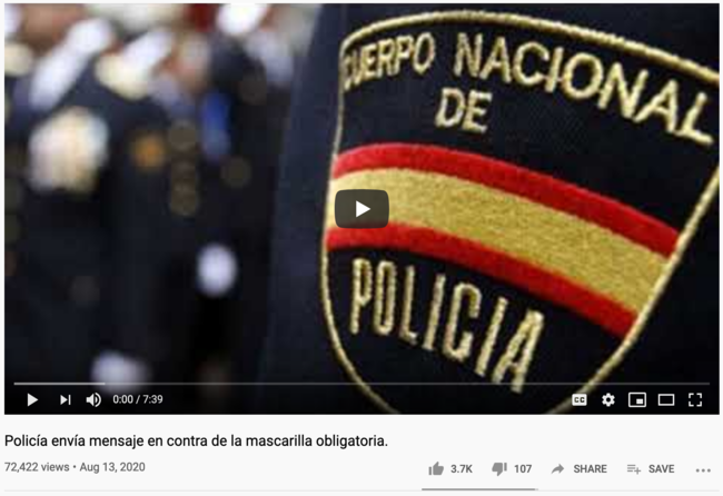 Tres falsedats sobre la Covid-19 d’un suposat policia a Youtube
