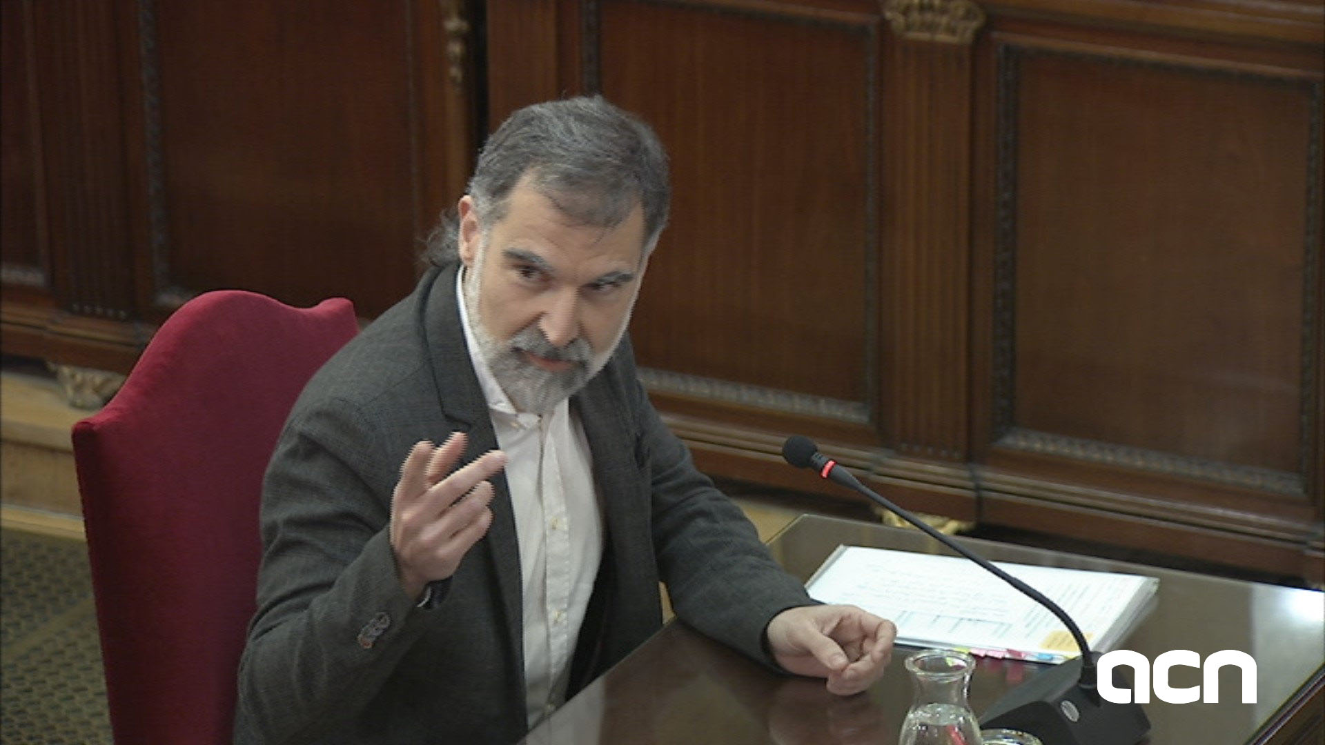 Jordi Cuixart declarando en juicio del 1-O en Tribunal Supremo el 26 de febrero del 2019 / ACN