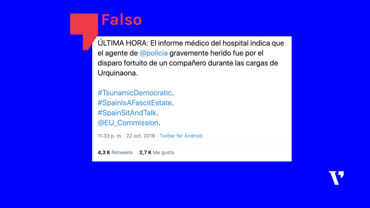 Salut: Es falso que el informe médico diga que el policía fue gravemente herido por el disparo de un compañero