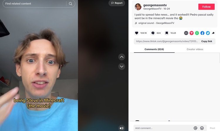 captura de pantalla del tiktok de george mason