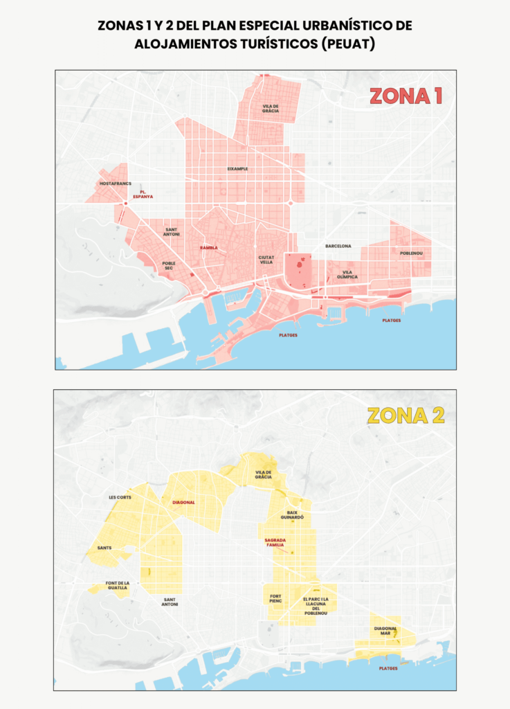 Zonas 1 y 2 del Plan Especial Urbanístico de Alojamientos Turísticos (PEUAT)