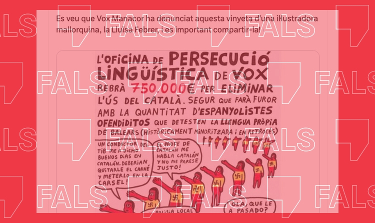 Es falso que Vox haya denunciado a la artista Lluïsa Febrer por su viñeta sobre la oficina lingüística de las Islas Baleares