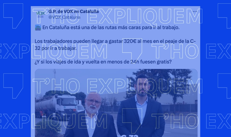 Los trabajadores que utilizan la C-32 tienen descuentos en los peajes y no tienen por qué pagar 320 euros al mes, como dice Vox