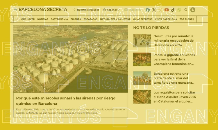 Captura de pantalla d'un article que assegura que les sirenes de risc químic sonaran a Barcelona