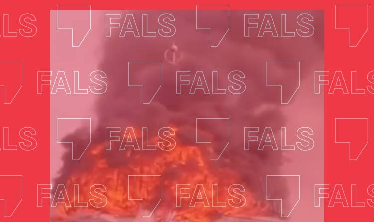 Captura de pantalla amb el filtre "fals" de l'incendi d'una mesquita de Jakarta