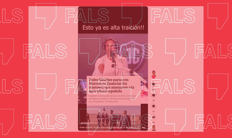Captura de pantalla del vídeo fals de Javier Cárdenas en què assegura que Espanya s'ha compromès en gastar 36.000 milions d'euros en infraestructures hídriques en Marruecos