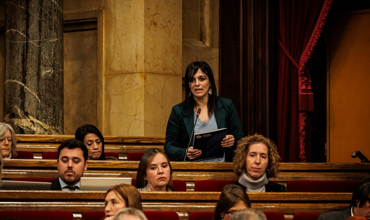 Sílvia Orriols en el Parlament sobre la prueba de competencias básicas el 28 de enero.