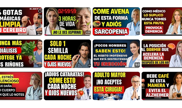 Falsos metges fets amb IA en les miniatures dels canals de YouTube analitzats per Verificat.