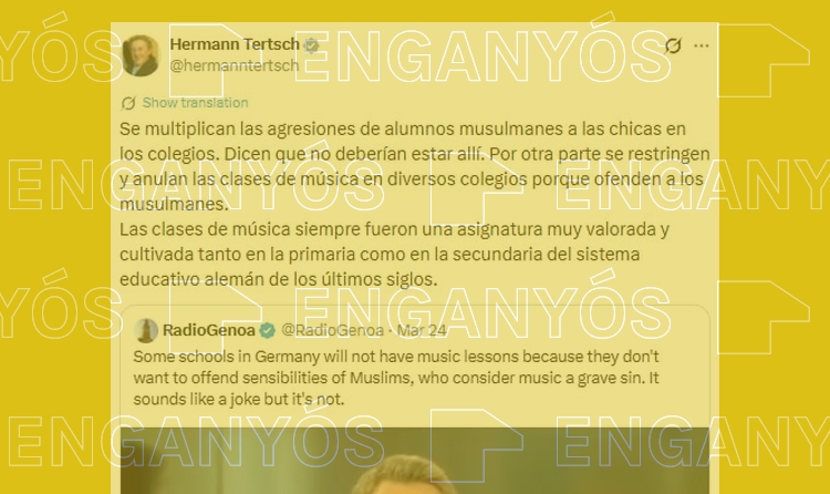 Captura del post que afirma que en Hamburgo se han anulado las clases de música para no ofender a los alumnos musulmanes.