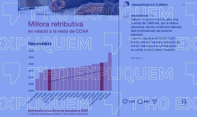 Los docentes catalanes serán los terceros mejor pagados solo si las demás comunidades congelan los salarios durante seis años
