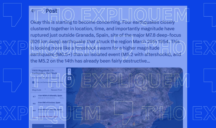Los terremotos no se pueden predecir, y no hay pruebas de que la serie sísmica de Granada haya de ser un precursor de un temblor mayor.