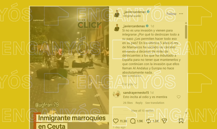 Javier Cárdenas comparteix imatges de disturbis d’aficionats del PSG per parlar de Ceuta