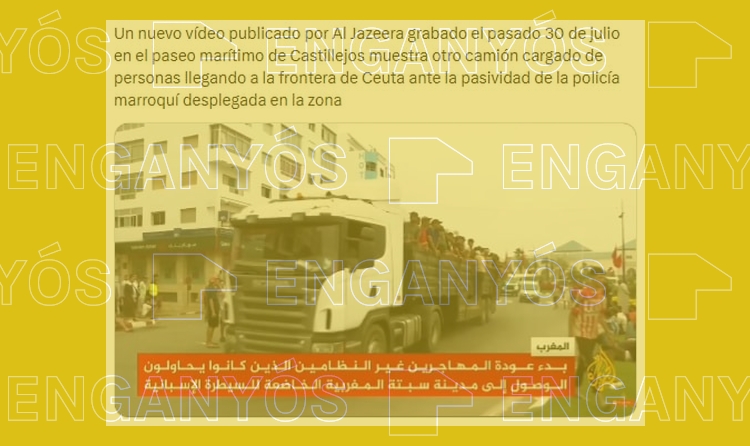 Publicació enganyosa sobre un camió circulant per Marroc allunyant-se de la frontera de Ceuta.